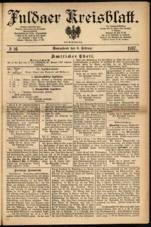 Erste Ausgabe vom Samstag, den 06. Februar 1897.