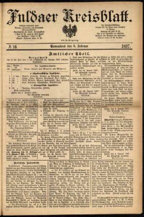 Erste Ausgabe vom Samstag, den 06. Februar 1897.