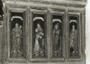 Vier Evangelisten : Vier Evangelisten. Öl auf Holz. Großhartmannsdorf-Mittelsayda, Dorfkirche, Aufgang zur Kanzel