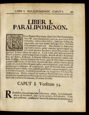 Liber I. Paralipomenon
