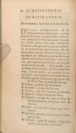 Quaestio LXXXIX. D ejuramento, in decem articulos divisa.