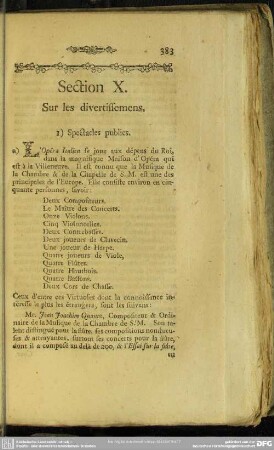 Section X. Sur les divertissemens
