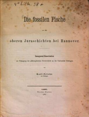 Die fossilen Fische aus den oberen Juraschichten bei Hannover : Inaug. Diss.