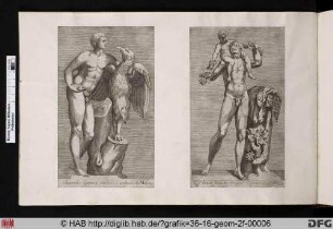 Links: Statue von Ganymedes und Zeus aus der Sammlung der Medici.