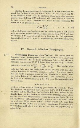 IV. Dynamik beliebiger Bewegungen.