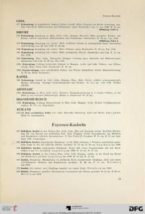 Fayence-Kacheln (Nr. 287-301)