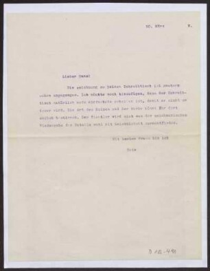 Schreiben an Hans Muthesius (Brief)