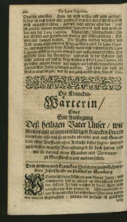 Die Kranken-Wärterin/ Oder eine Außlegung Deß heiligen Vater Unser ...