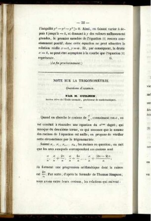 Note sur la trigonométrie.