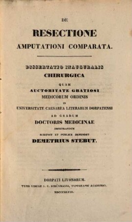 De resectione amputationi comparata
