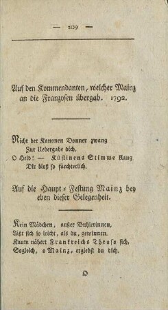Auf die Haupt-Festung Mainz bey eben dieser Gelegenheit.