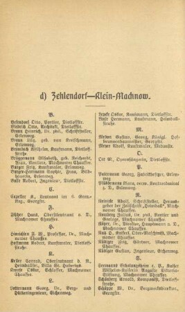 d) Zehlendorf - Klein-Machnow