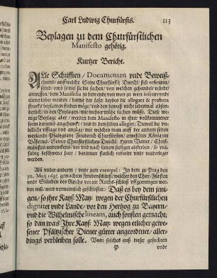 113-128, Kurzer Bericht. - Littera A.