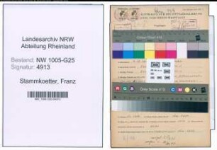 Entnazifizierung Franz Stammkoetter , geb. 04.10.1913 (Kaufmann)