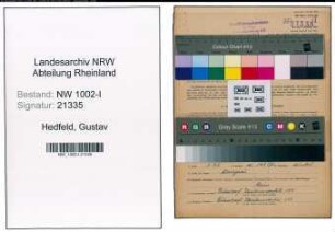 Entnazifizierung Gustav Hedfeld, geb. 08.05.1898 (Portier)