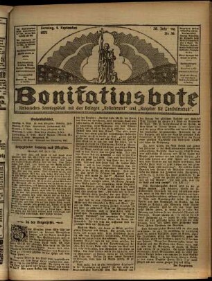 Erste Ausgabe vom Sonntag, den 04. September 1921.