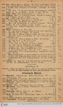 Griechische Münzen (Nr. 3116 - 3127)