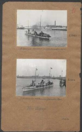 Ausfahrt eines Torpedobootes aus einem flandrischen Hafen