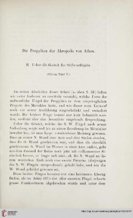 10: Die Propyläen der Akropolis von Athen, 2, Über die Gestalt des Südwestflügels