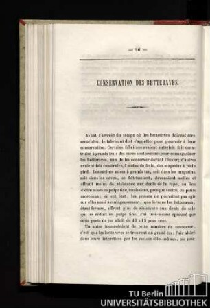Conservation des betteraves