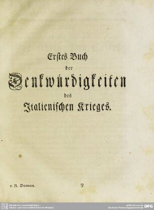 Erstes Buch der Denkwürdigkeiten des Italienischen Krieges
