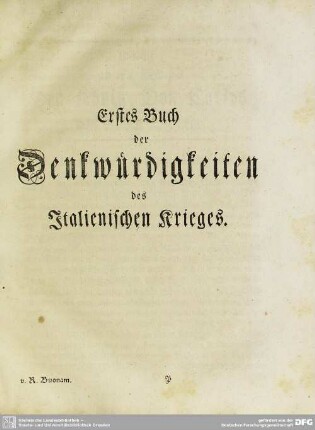 Erstes Buch der Denkwürdigkeiten des Italienischen Krieges