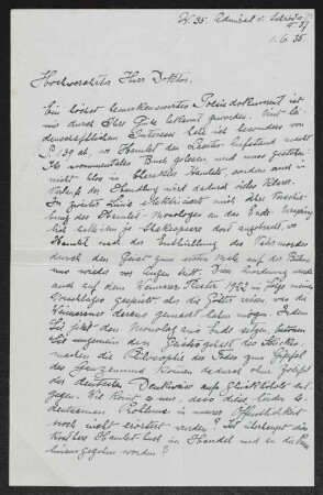 Brief von Alois Brandl an Gerhart Hauptmann