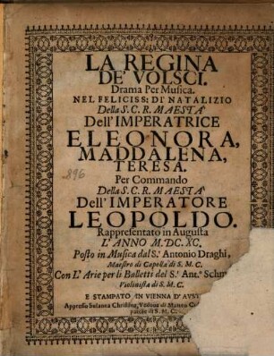 La regina de' Volsci : drama per musica
