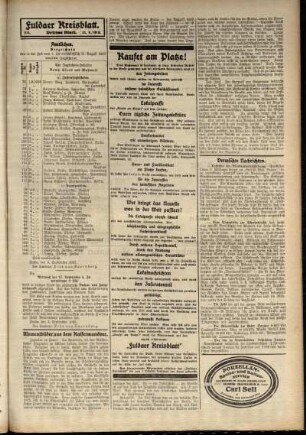 Dritte Ausgabe vom Samstag, den 13. September 1913.