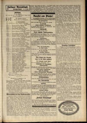 Dritte Ausgabe vom Samstag, den 13. September 1913.
