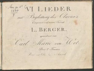 VI Lieder : mit Begl. d. Claviers