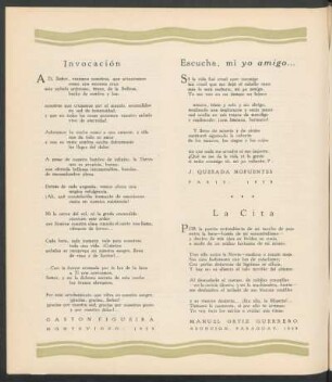 [Varios Poemas] : Invocación; Escucha, mi yo amigo...; La Cita
