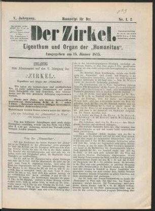 Nr. 1. 2. Ausgegeben am 15. Jänner 1875.