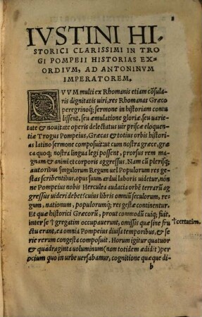 Ivstini Historici Clarissimi In Trogi Pompeij historias libri quadragintaquatuor