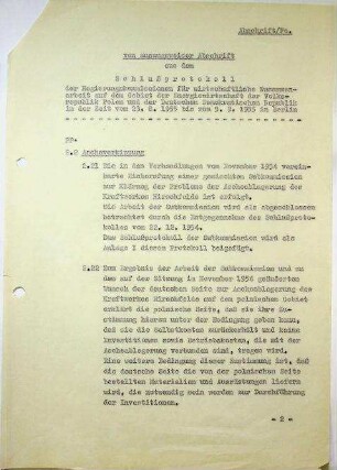 1.2.1 Zusammenarbeit VR Polen: Auszug Schlußprotokoll der Regierungskommission für wirtschaftliche Zusammenarbeit auf dem Gebiet der Energiewirtschaft