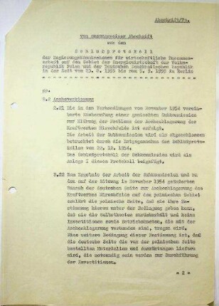 Auszug Schlußprotokoll der Regierungskommission für
                           wirtschaftliche Zusammenarbeit auf dem Gebiet der
                           Energiewirtschaft