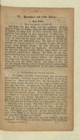 XI. Hausthiere und wilde Thiere