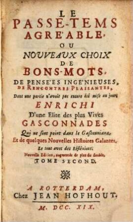 Passe-Tems agréable, ou nouveau choix de bons Mots, 2