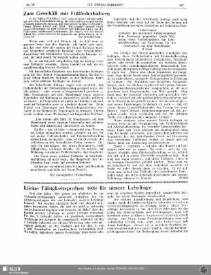 Kleine Fähigkeitsproben 1929 für unsere Lehrlinge