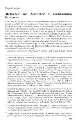 'Baltisches' und 'Slavisches' in norddeutschen Ortsnamen