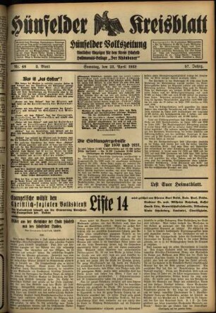 Dritte Ausgabe vom Samstag, den 23. April 1932.