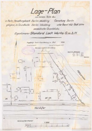 Belegschaftsgebäude der Standard-Lack-Werke, Berlin-Plötzensee: Lageplan 1:500
