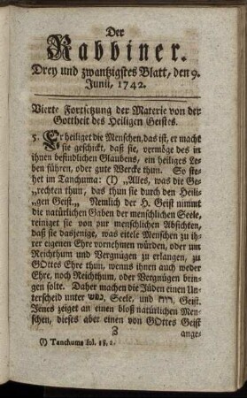 Drey und zwanzigstes Blatt, den 9. Junii, 1742.