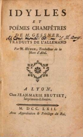 Idylles & poëmes champetres