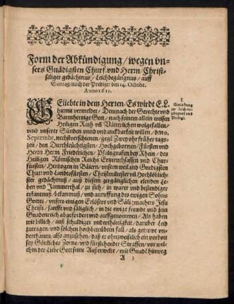 Form der Abkündigung ...