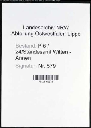 Sterberegister Standesamt Witten-Annen