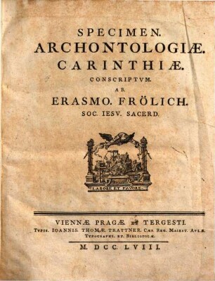 Specimen. Archontologiæ Carinthiæ