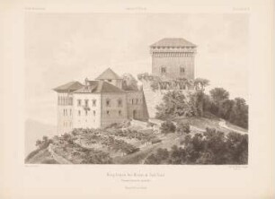 Burg Goyen (Gayen), Schenna: Perspektivische Ansicht (aus: Architektonisches Skizzenbuch, H. 151/4, 1878)