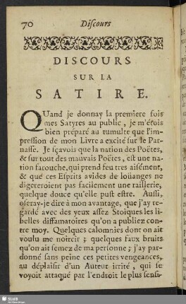 Discours Sur La Satire