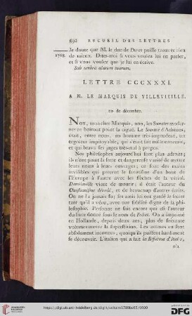 (Lettre CCCXXXI - CCCXXXVII)